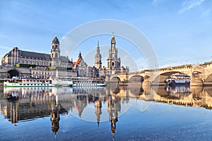 Dresden skyline and Augustus bridge