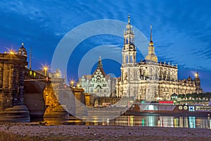 Dresden skyline in the evening, Germany