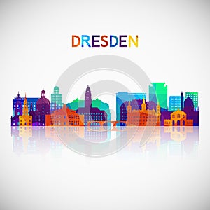 Dresden skyline silhouette in colorful geometric style. photo