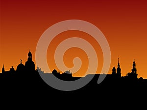 Dresden skyline at sunset