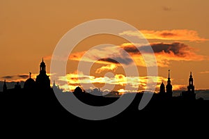 Dresden skyline at sunset