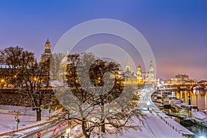 Dresden skyline in winter