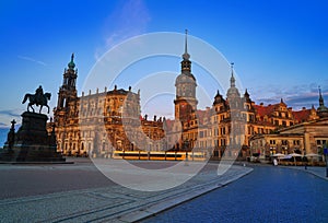 Dresden sunset at Theaterplatz in Saxony Germany