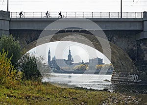 Dresden - View from the MarienbrÃ¼cke to the city