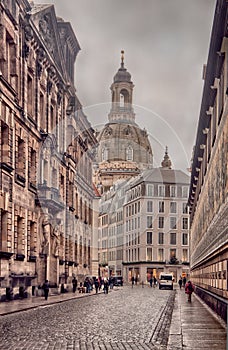 Dresden at winter cloudy day