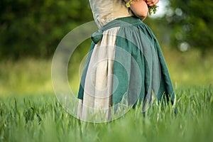dress with apron, skirt with apron, linen suit photo