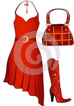 Dress, boot and reticule photo