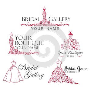 Dress Boutique Bridal Collection Logo Set, Icon, Illustration Vector Design