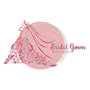 Dress Boutique Bridal Floral Simple Logo Illustration Design Vector