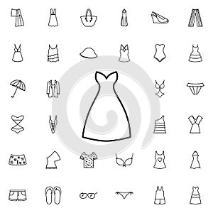 Dress with decolletage icon. Universal set of summer clothes for website design and development, app development