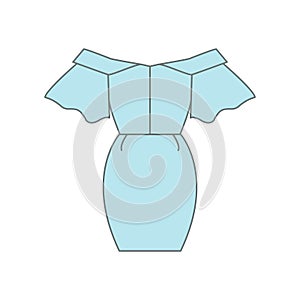 Dress fashion blue icon. Simple outline colored vector of woman clothes icons for ui and ux, website or mobile application