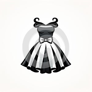 Minimalistic Black And White Dress Logo With Retro Charm photo
