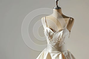 dress form with halffinished satin wedding dress