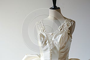 dress form with halffinished satin wedding dress