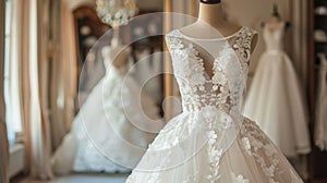 Dress mannequin bridal shop closeup