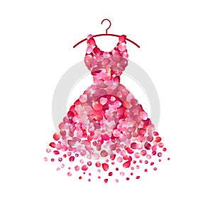 Dress of pink rose petals