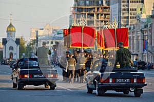 Dress rehearsal of the military parade in honor of Victory Day.