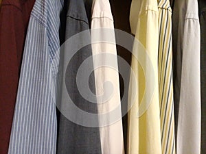 Dress shirts in the closet - colors photo