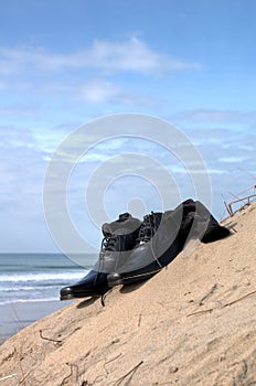 Dress shoes on the beach