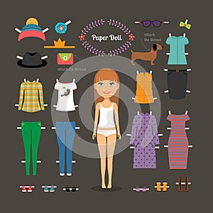 Dress up paper doll with big head