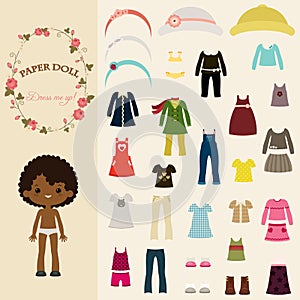 Dress up paper doll with body template