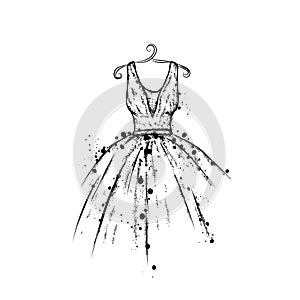 Dress in the vector. Hand drawing clothes . Vintage . Fashion.