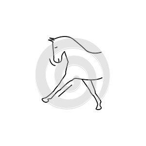 Dressage horse in gallop pirouette icon in sketch