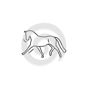 Dressage horse in gallop pirouette icon in sketch