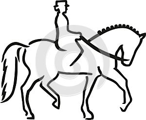 Dressage horse with rider caligraphy