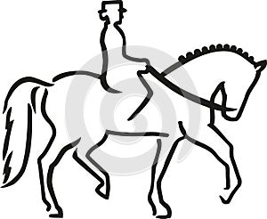 Dressage horse with rider caligraphy photo