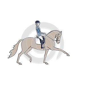 Dressage rider on a horse, show an expressive trot