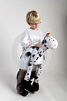 Dressed as a cow