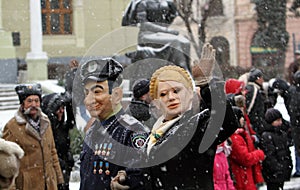 Dressed people on Malanka fest.