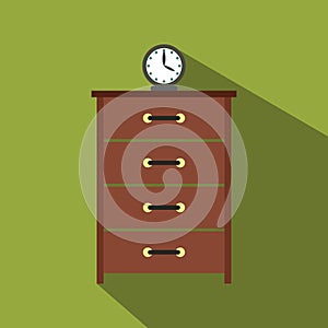 Dresser with a clock flat icon