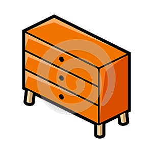 Dresser icon in isometry style. Domestic and office furniture and equipment. photo