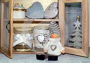 Dresser with ornaments on a Christmas tree