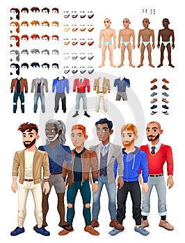 Dresses and hairstyles game with male avatar