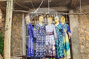 Dresses for sale a the market in Debark