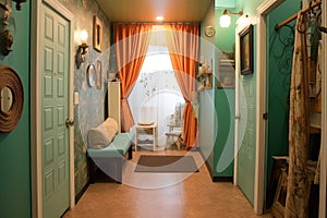 dressing room entrance with inviting come in sign