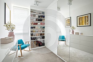 Dressing room interior with mirror