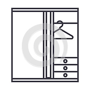 Dressing room vector line icon, sign, illustration on background, editable strokes