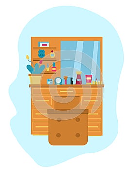 Dressing table in bright colors. Vector illustration concept for web, advertisment, cards, posters, etc photo