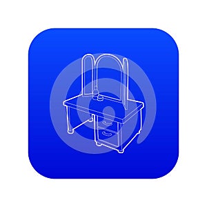 Dressing table with a mirror icon blue vector