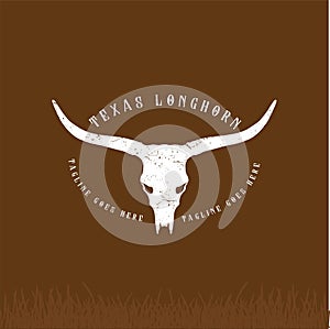 Vintage Retro Buffalo Bull Bison Skull Texas Long Horn Logo Design