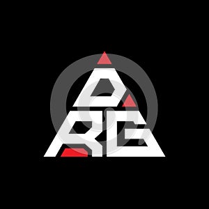 DRG triangle letter logo design with triangle shape. DRG triangle logo design monogram. DRG triangle vector logo template with red