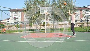dribble basketball on court