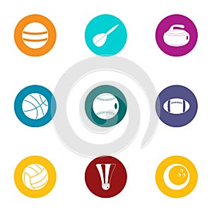 Dribble icons set, flat style