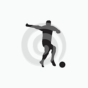 Dribble with pace in soccer - silhouette flat illustration