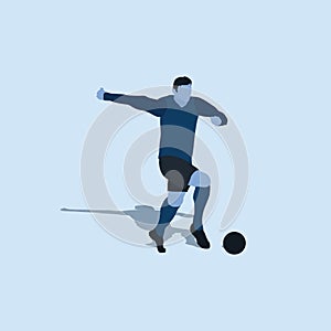 Dribble with pace in soccer - two tone flat illustration -