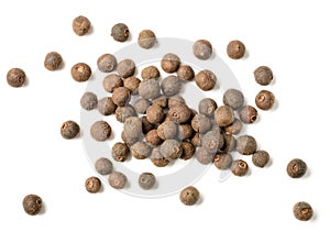 Dried allspice isolated on white background, top view